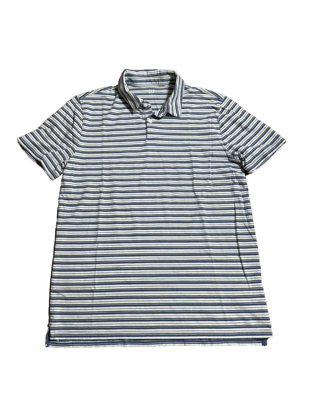 GAP Polo Shirt Mens Large Striped Vintage Soft Casual Summer Classic Navy